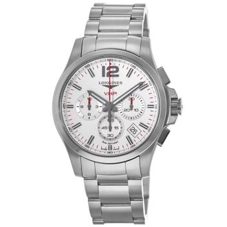 Longines Conquest V. H.P. Chronograph Silver Dial Steel Mens Watch L3.717.4.76.6