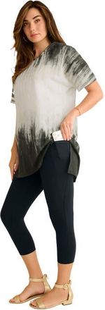 Roaman's Plus Size Printed Slub Tunic Top in Black Grey Engineered at Nordstrom, Size 20