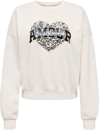 Only Sweatshirt ONLY ONLLAUREN L/S LEO O-NECK CC SWT, Damen, Gr. XL, birch print:amour, lau leo, Sweatware, Obermaterial: 60% Baumwolle, 40% Polyester, reg