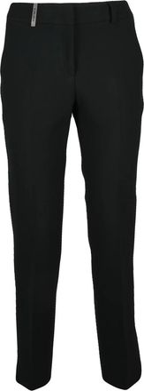 PESERICO Tailored Black Blend Trousers with Mid-Rise Waist and Concealed Zip