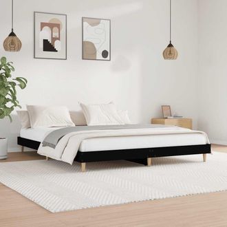 vidaXL Estructura De Cama Madera De Ingenier&iacute;a Negra 120x200 Cm Vidaxl