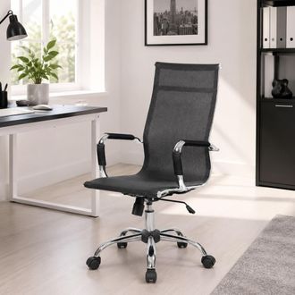 Serena Dmora - Silla De Oficina Dardit, Silla Ejecutiva Con Reposabrazos, Silla De Oficina Ergon&oacute;mica, Negro, 63x54h106/116 Cm
