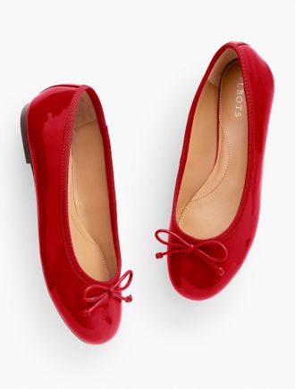 Talbots Blair Patent Leather Bow Ballet Flats - Red - 8 1/2 M Talbots