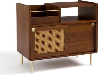 La Redoute Interieurs Vinylkast van notenhoutfineer en riet, Redpop