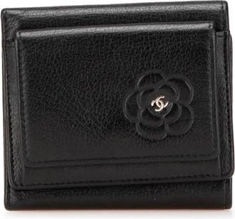 Chanel Black Leather Wallet (Tri-Fold) (Pre-Owned)