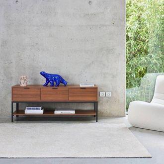 Sweeek 130cm Tv Unit Walnut Wooden Effect 3 Drawers