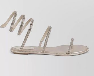 Rene Caovilla satin snake detail flat sandals