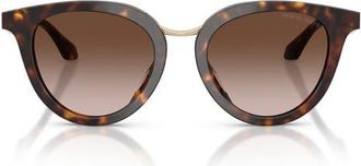 Armani 49mm Round Sunglasses in Havana/brown Gradient at Nordstrom