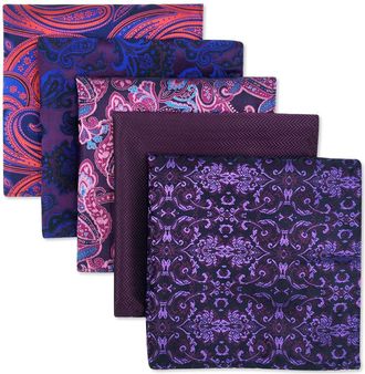 Shlax & Wing Shlax&Wing 5 Pieces Assorted Mens Pocket Square Handkerchiefs Set