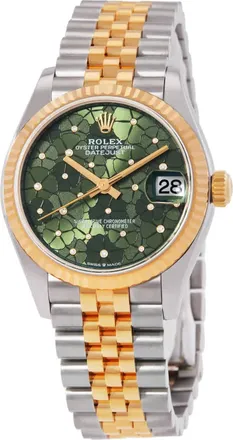 Rolex Datejust 31 Olive Green Floral Motif Automatic Ladies Jubilee Watch M278273-0032