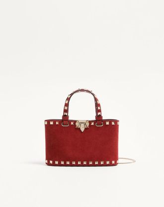 Valentino Garavani Rockstud Mini Suede Shopping Bag Woman RED UNI