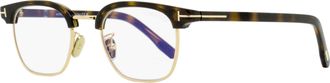Tom Ford Mens Brow Line Blue Block Eyeglasses TF5932-D-B 052 Havana/Gold 47mm