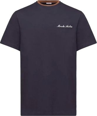 Moncler T-Shirts, male, Blue, S, Signature Logo T Shirt