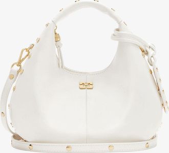 Ganni White Mini Hobo Bag Studs in