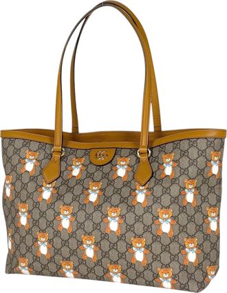 Gucci Brown Gg Supreme Leather Tote Bag (Pre-Owned)