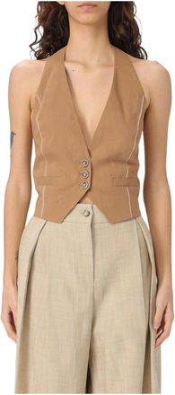 Pinko Pinko, Jassen, Dames, Bruin, S, Wol, Verfijnd Bruin Gilet