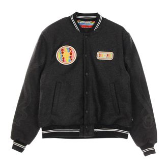 Octopus Vintage College Jack in Donkergrijs - Heren - Bomber jackets - Grijs - XS - Jassen
