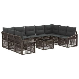 vidaXL Conjunto De Sof&aacute;s De Jard&iacute;n 10 Pcs Gris Rat&aacute;n Sint&eacute;tico Vidaxl