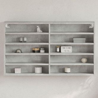 vidaXL Vitrine Cabinet Concrete Grey 100x15x58 cm Engineered Wood Vidaxl