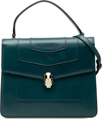 Bulgari Borsa a tracolla Serpenti Forever piccola in pelle di vitello con manico 2010-2025 - Verde