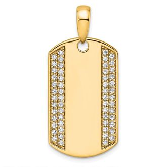 Diamond2Deal 14k Gold Lab Grown Diamond Dog Tag Pendant (0.75ct, VS, D-E)
