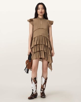 AllSaints Cotton Cavarly Cotton Mini Dress, Size: UK 14/US 10