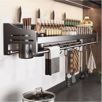 OEM Estanter&iacute;a De Almacenamiento Multifuncional De Acero Inoxidable Plateado Para Montaje En Pared, Ideal Para La Cocina