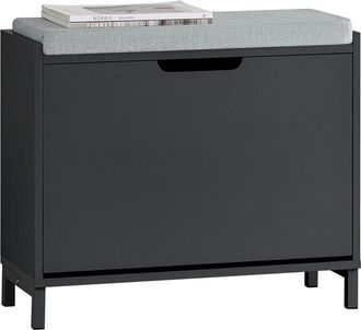 SoBuy Sobuy - Zapatero Pequeño Estrecho con 1 Solapa Organizador para Zapatos de Entrada Negro 60 x 24 x 52 cm FSR151-K-SCH es