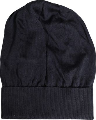 Dolce & Gabbana Black Solid Wool Knitted Winter Beanie Cap Mens Hat
