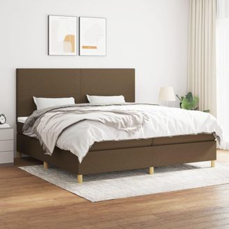 vidaXL Vidaxl - Cama Box Spring Con Colch&oacute;n Tela Marr&oacute;n Oscuro 200x200 Cm
