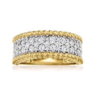 Ross-Simons Diamond Beaded-Edge Ring in 18kt Gold Over Sterling