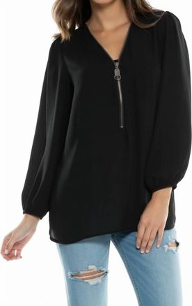 Elan Princess Shoulder Zipper Top In Black