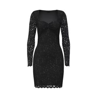 Guess Jurk met kanten mouwen - Dames - Jurken - Zwart - Maat: S Leer