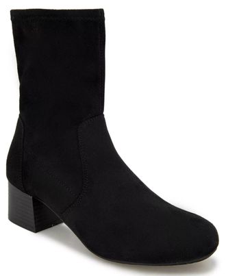 Kenneth Cole Reaction Road Stretch Boots Womens 5M Black Suede Bootie LION1078