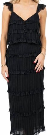 Mabel the Belt Chiffone Top And Midi Skirt Set In Black