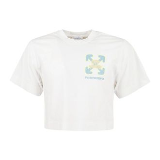 Off-white T-Shirts, male, White, Size: XS Crop T-shirt with logo