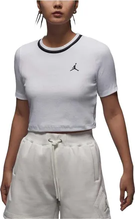 Nike Jordan (WMNS) Air Jordan Knit Crop T-shirt Asia Sizing White Black FV7090-100