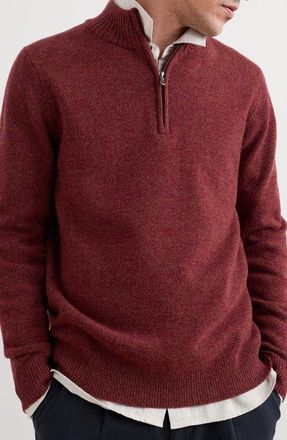Seasalt Cornwall Reefpoint Lambswool Blend Half-Zip Sweater in Conker at Nordstrom, Size Medium