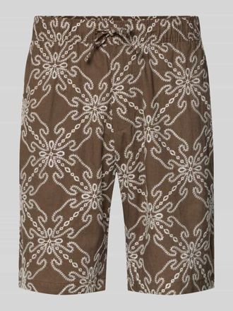 Mc Neal Shorts aus Leinen-Mix mit elastischem Bund und Kordelzug in Mittelbraun, Gr&ouml;&szlig;e XXL