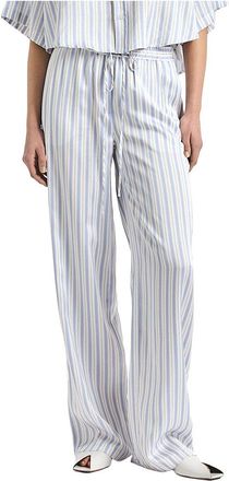 Derek Lam Aurely Drapey Striped Satin Wide Leg Pant