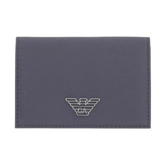 Emporio Armani Accessoires, Heren, Grijs, ONE Size, Leer, Saffiano Kaarthouder