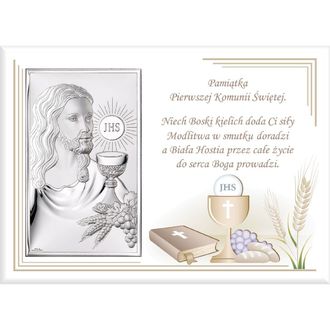 OEM Cuadro Recuerdo De La Primera Comuni&oacute;n Con Jes&uacute;s, Regalo Plata, 18x13 Tama&ntilde;o: 18x13 Cm Color: Blanco Sku: Vl861/4lbi