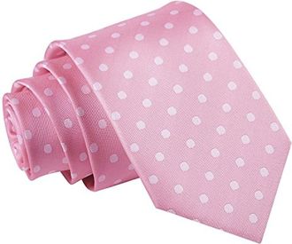 DQT Woven Polka Dot Classic Patterned Casual Slim Neck Tie for Men in Pink
