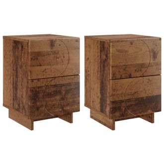 vidaXL Mesa De Noche 2 Uds. Madera De Roble 33,5 X 34,5 X 50 Cm Vidaxl