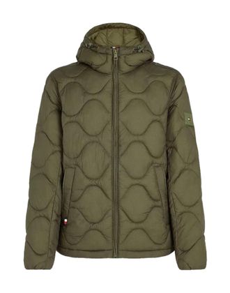Tommy Hilfiger Quilted Green Jacket With Hood