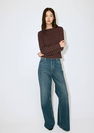 Mango Maglietta cotone righe marrone - Donna - XXL - MANGO