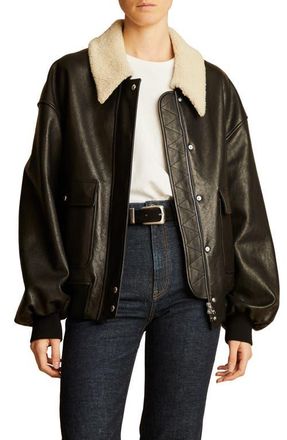 Khaite Shellar Lambskin Leather Jacket with Genuine Shearling Collar in Black at Nordstrom, Size Small