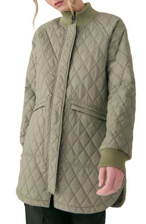 Lole Quilted Water Repellent Nylon Bomber Jacket in Willow at Nordstrom, Size X-Large