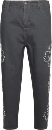 Bluemarble Straight Fit Jeans, male, Gray, W32, Floral Embroidered Denim Jeans