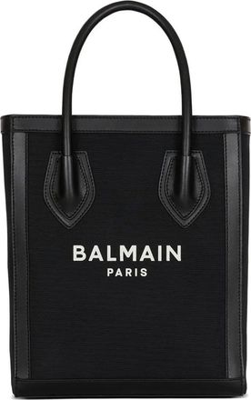 Balmain canvas draagtas met leren afwerking